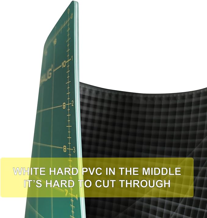 NEWBRAUG 9'' × 12'' Professional Self Healing Cutting Double Sided 5-Ply Mat, Best Gridded Rotary Cutting Board for Quilting, Sewing, Craft, Fabric & Scrapbooking (Green/Black)…