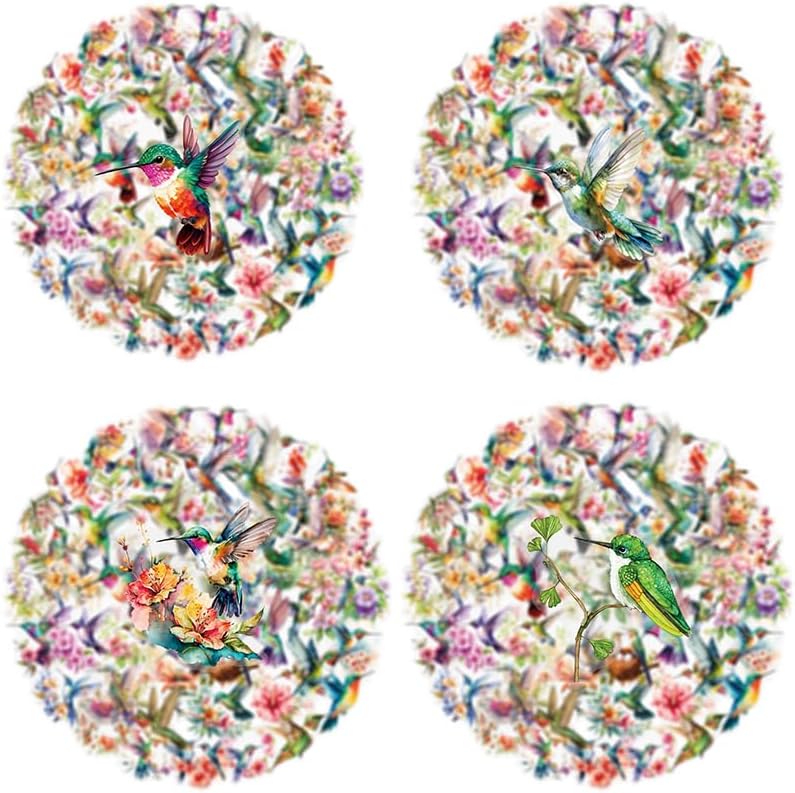 50 Pcs Watercolor Hummingbird Stickers Vintage for Journals