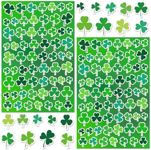 LINAYE St. Patrick's Day Stickers & Labels Bulk, 1500PCS Shamrock Stickers for Kids & Adults, 24 Sheets for Cards & Envelopes, Party Supplies