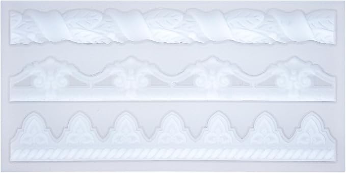 Art Molds for Polyclay Air Dry Clay Plaster Epoxy Resin Fondant Cake Decor 3 Border Trimmings