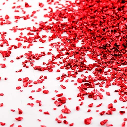 Crushed Glass Irregular Metallic Chips Sprinkles Chunky Glitter Red 100g 2-4mm for Nail Arts Craft DIY Vase Filler Epoxy Resin Mold Scrapbooking Jewelry Making Decoration (Red, 2-4mm)