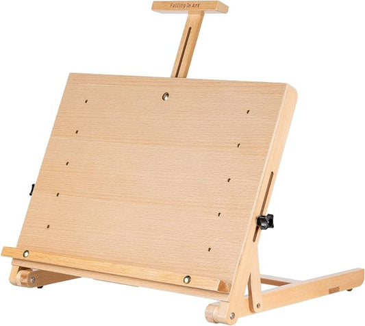 Falling in Art Adjustable Beechwood Tabletop Easel, Holds up to 22.5'' | Wooden Desktop Drawing Board Easel for Artists and Beginners, Suitable for Painting and Displaying Artwork