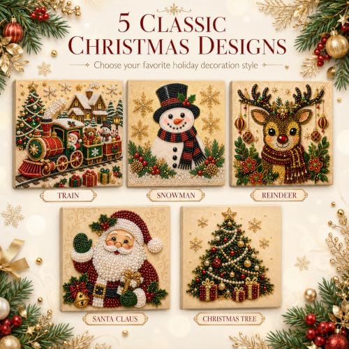 LJSCQF DIY Christmas Pearl Diamond Painting Art Kit with Frame, Home Wall Decor Art Craft Kit, Holiday Christmas Wall Decor, Handmade Home Decoration Gift (Santa Claus B, 12x12in)