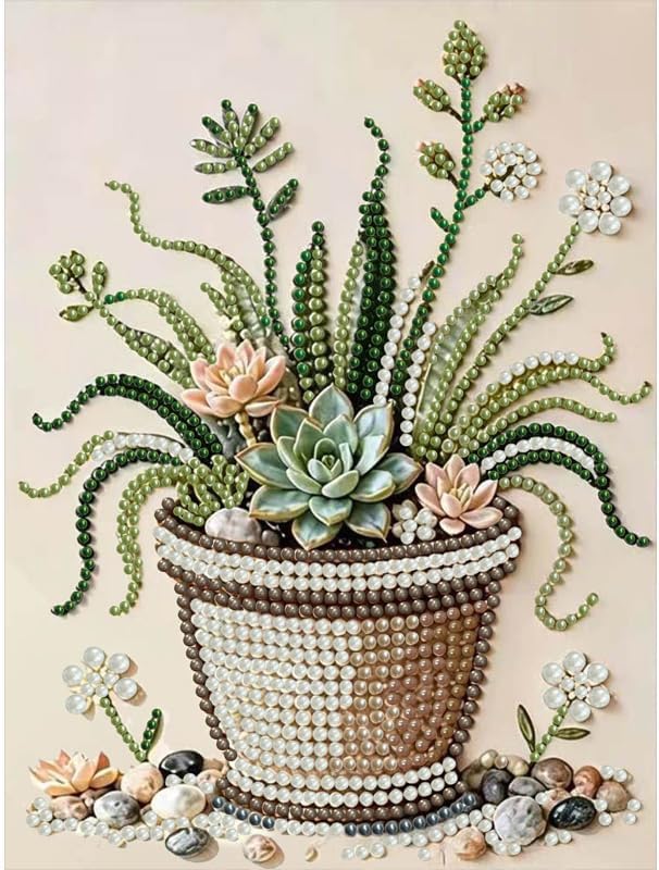 Potted Plant Pearl Painting Kits for Adults,Diamond Art Kit 12x16In