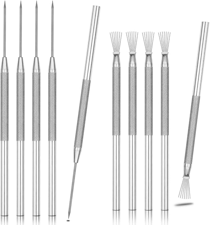 DIYOOHOMY 10 Pcs Clay Needle Tool Set, Metal Pin Polymer Air Dry Clay Sculpting Tools for Pottery Carving Scoring Dotting Modeling, Ceramic Detail DIY Craft Supplies