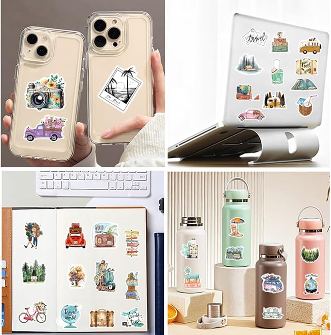 50 Pcs Outdoor Travel Stickers Kids Teens Adults Hiking Adventure Camping Laptops Decals Water Bottle Luggage Cups Guitar Notebook Scrapbook Bicycle Graffiti Tags Sticker