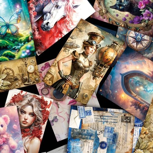300 Pcs Washi Stickers Book - Vintage Aesthetic Journaling Stickers for Scrapbooking, Bullet Journal, Planner, Travel & Daily Life - Craft Gifts Scrapbook Sticker Set for Art Diary, Notebook