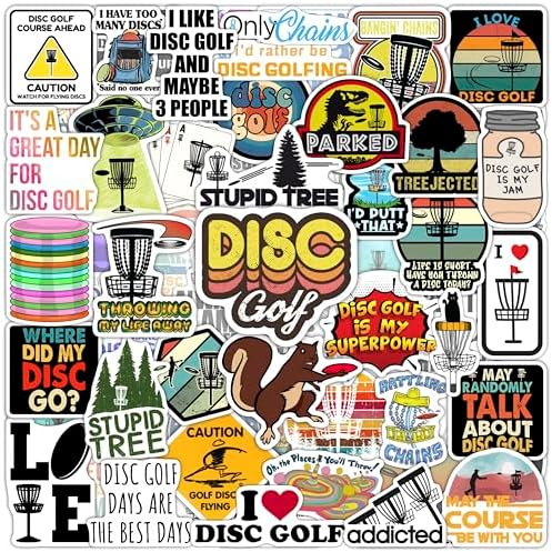 100Pcs Funny Disc Golf Stickers Decals for Water Bottles & Laptop - Disc Golf Party Supplies, Gifts for Women & Men