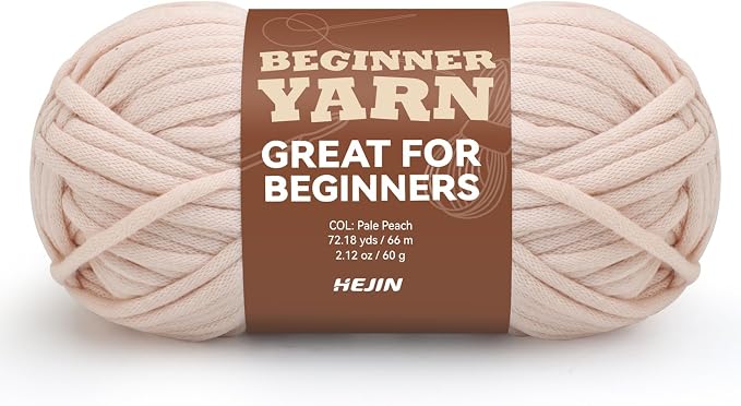 60g Spring Pale Peach Yarn for Crocheting and Knitting;66m (72yds)Cotton Yarn for Beginners with Easy-to-See Stitches;Worsted-Weight Medium #4;Cotton-Nylon Blend Yarn for Beginners Crochet Kit Making