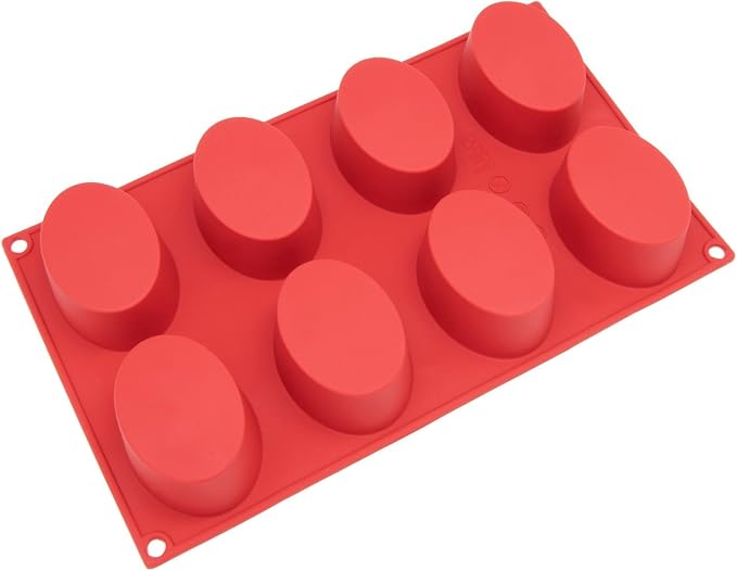 Freshware 8-Cavity Oval Silicone Mold for Soap, Cake, Bread, Cupcake, Cheesecake, Cornbread, Muffin, Brownie, and More