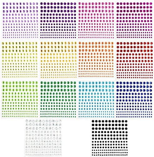 2310 PCS Self Adhesive Rhinestone Gem Stickers for Face Nail Body Makeup Festival,4 Size 14 Sheets Bling Jewels Stickers Earrings for DIY Kids Craft Card Decorations