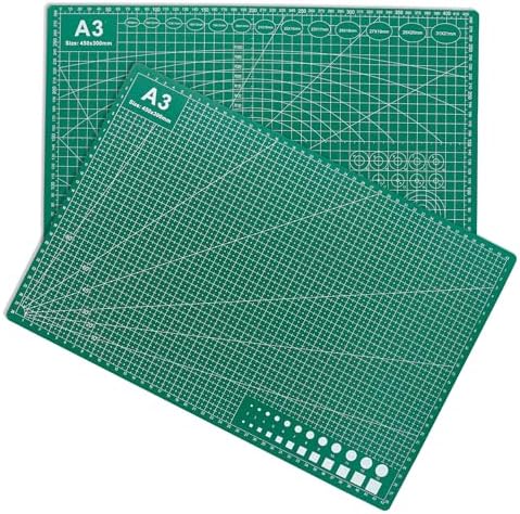 2 Packs Cutting Mats, 12inch x 18inch Rotary Cutting Mat Double Sided 5-Ply Craft Cutting Board for Sewing Crafts Hobby Fabric Precision Scrapbooking Project (A3: 12"W x 18"L)