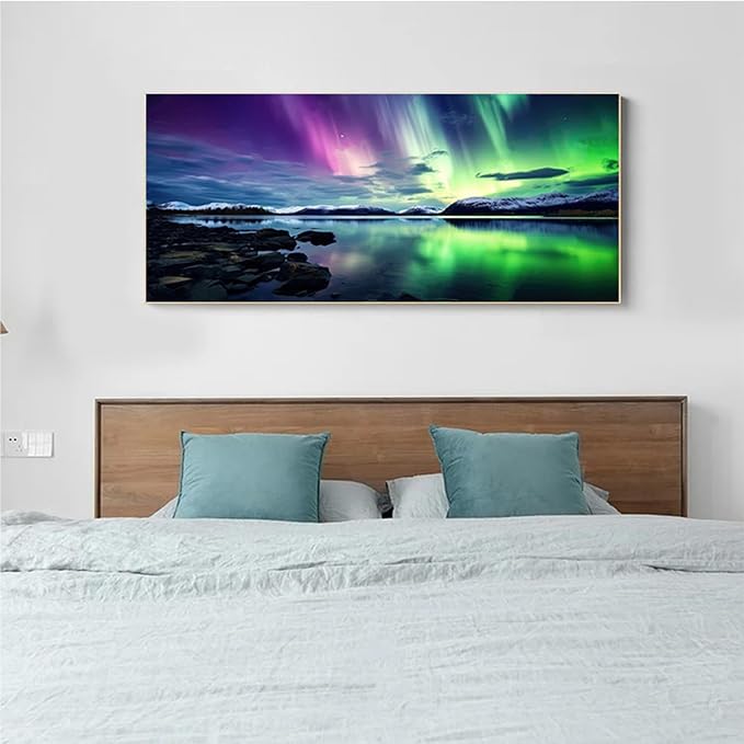5D Diamond Art Kits for Adults Large Size Diamond Painting Kit 27.6x15.8in | Northern Lights Large Diamond Art Kit for Adult, DIY Full Drill Big Aurora Diamond Dots Gem Art Kits for Home Wall Decor Gift