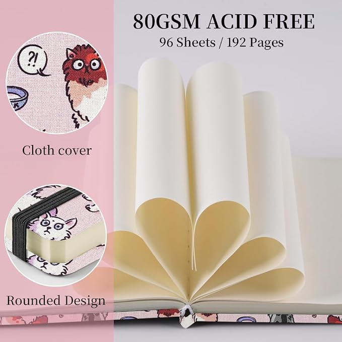 4.8" Pocket Sketch Book,80gsm Hardcover Art Sketchbook for Drawing Journal