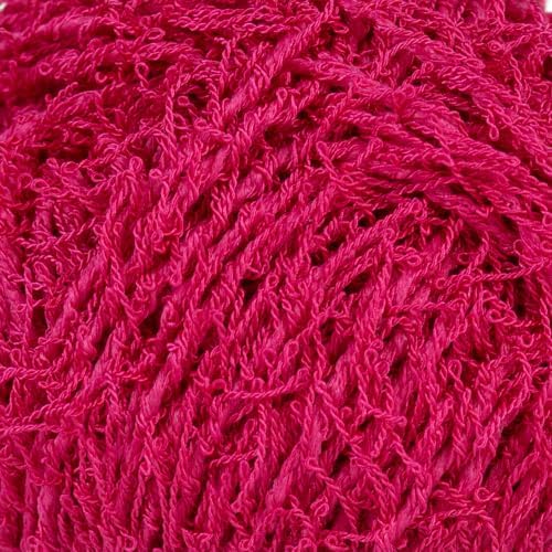 Makromecity Bubble Scrubby Yarn - 100% Premium Polyester Yarn for Crocheting and Knitting - 3.5 Oz (100g), 98 Yds (90m) - Ideal for Dishcloths, Crafting & Bath Washcloths (Fuchsia, 3 Skeins)