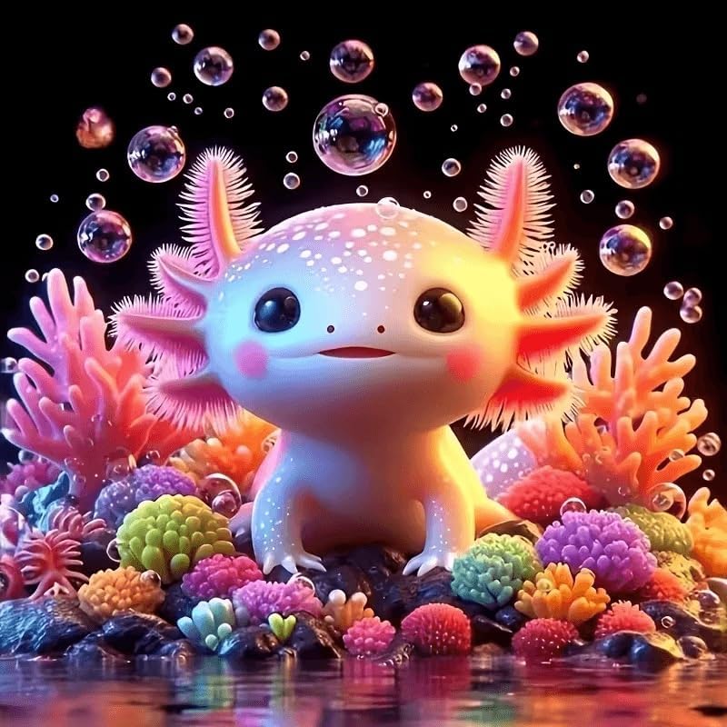 Dugsmgd Pink Axolotl Diamond Art Kits for Adults, Diamond Painting 12x12 in