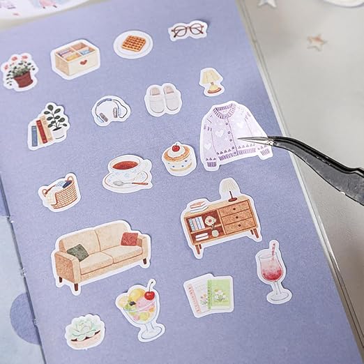 6 Rolls Home Daily Life Die-cut Washi Tape Stickers Decorative Washi Tape