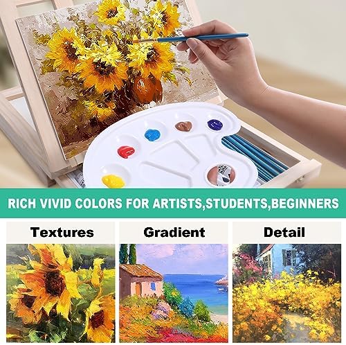 54 Pieces Complete Watercolor Paint Set with Portable Wooden Tabletop Easel