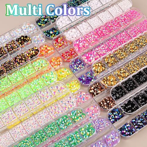 Resin Jelly Rhinestones for Crafting with B7000 Jewelry Glue, 2 Boxes Light Purple AB Flatback Crystals with 3Pcs 10ml Glue, Bedazzling Non Hotfix Gems for DIY Tumblers Clothing Shoes Manicure