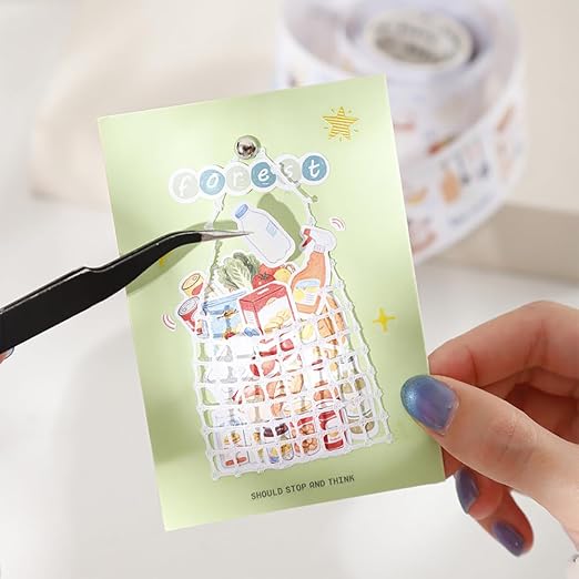 6 Rolls Home Daily Life Die-cut Washi Tape Stickers Decorative Washi Tape
