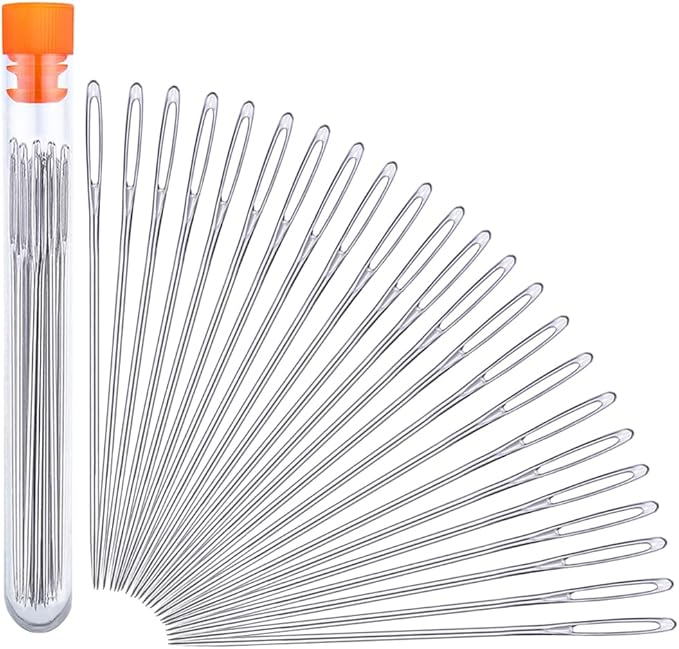 JNENERY Hand Sewing Needles, 2.56-inch Large Eye Sewing Sharp Needles | 23 PCS Leather Needle Embroidery Thread Needle for Crafts, Repair Stitching with a Bottle