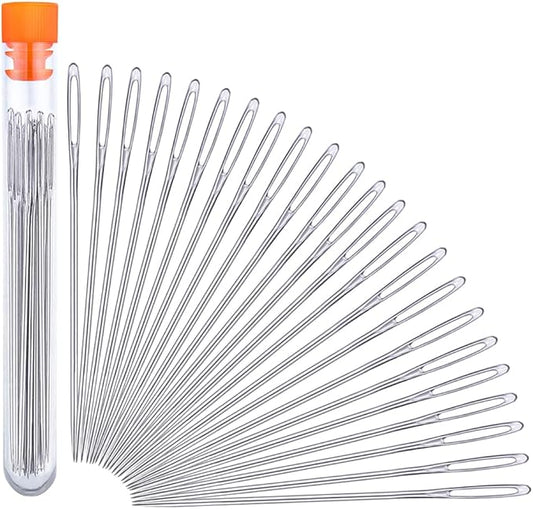 JNENERY Hand Sewing Needles, 2.56-inch Large Eye Sewing Sharp Needles | 23 PCS Leather Needle Embroidery Thread Needle for Crafts, Repair Stitching with a Bottle