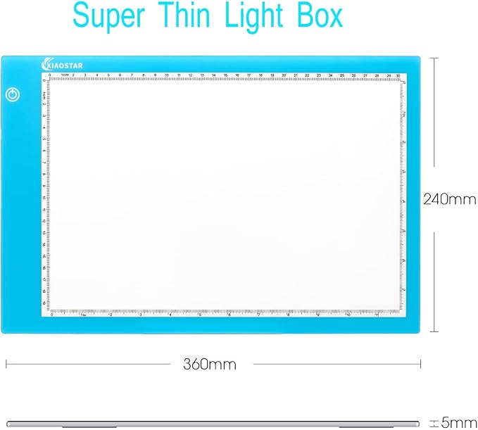 XIAOSTAR Light Box Drawing Pad, 12000 Lux LED Tracing Board A4, USB Powered (Not Rechargeable) PMMA Panel, Adjustable Brightness for Diamond Painting, Sketching, Animation, X-Ray–Includes Accessories | for Artists,Animation Drawing,Sketching,Animation,...