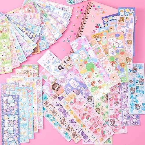 HINZIC 60 Sheets Korean Stickers Kpop Deco Stickers for Photocard, Colorful