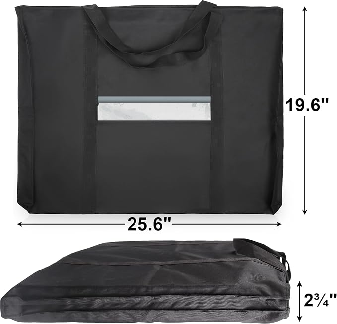 JJRING Dacron Light Weight Art Portfolio Bag, 19.6'' x 25.6'' for 18'' by 24'', Black Carrying Storage Case for Poster, Sketching, and Drawing