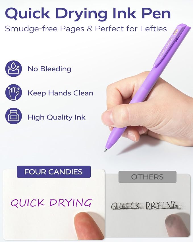 Four Candies Quick Dry Ink Colorful Pens Set, 24 Colors