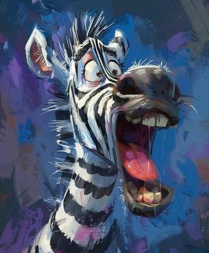 FunLynJoy Paint by Numbers for Adults Beginner, Funny Animals Paint by Numbers Funny Pet 16 x 20 Inch (Zebra)