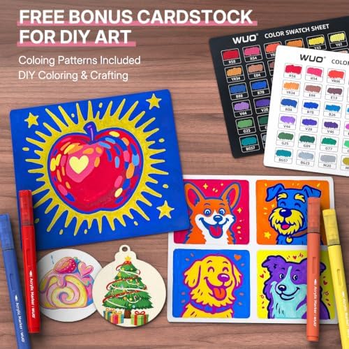 WUO Acrylic Paint Markers Brush Tip 36 Colors, Automatic Ink Control
