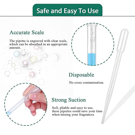 Moveland 500PCS 3ml Disposable Plastic Transfer Pipettes for Oil Lab Art | Food-grade, non-toxic, shatterproof, calibrated for art/resin/paint, oils, lab, aquarium, crafts, perfume, bulk pack