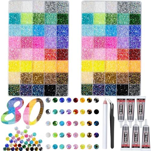 2 Boxes 100000+Pcs Rhinestones for Bedazzling Kit 3mm