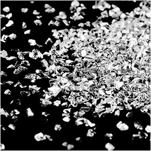 Crushed Glass Irregular Metallic Chips Sprinkles Chunky Glitter Sliver Plated 100g 2-4mm for Nail Arts Craft DIY Vase Filler Epoxy Resin Mold Scrapbooking Jewelry Making Decoration (Sliver, 2-4mm)