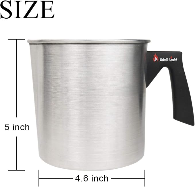EricX Light Candle Making Pouring Pot,2 pounds,Double Boiler Wax Melting Pot,Dripless Pouring Spout & Heat-Resisting Handle Designed,Aluminum Construction Candle Making Pitcher