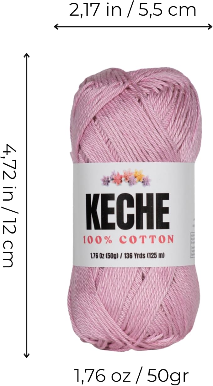 Cotton Yarn - 100% Cotton Yarn for Crocheting and Knitting, Mercerized Cotton Amigurumi Yarn Fine-Sport 2 1.76 oz (50g) / 136 Yrds (125 m) - Lilac