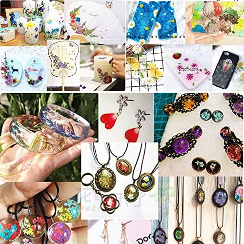 Cayway 8 Pack Dried Flowers for Resin Molds, Real Natural Dried Pressed Flowers, Natural Dried Pressed Leaves with Butterfly Sticker for Scrapbooking DIY Art Crafts, Jewelry