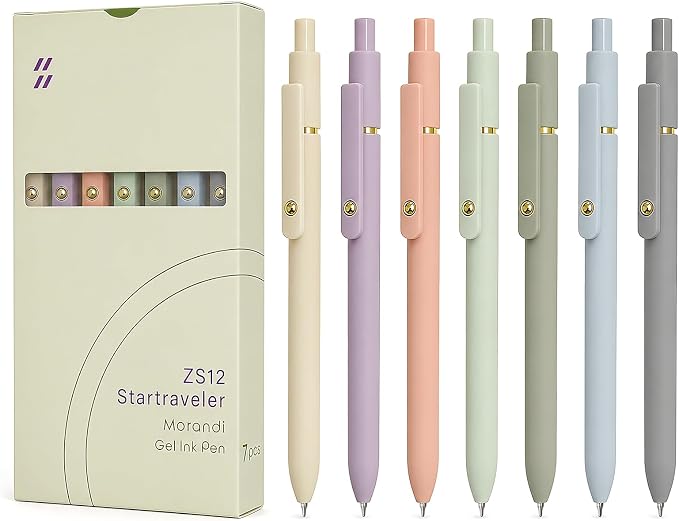 FIOVER Gel Pens 7pcs 0.5mm Quick Dry Black Ink Fine Point Pens
