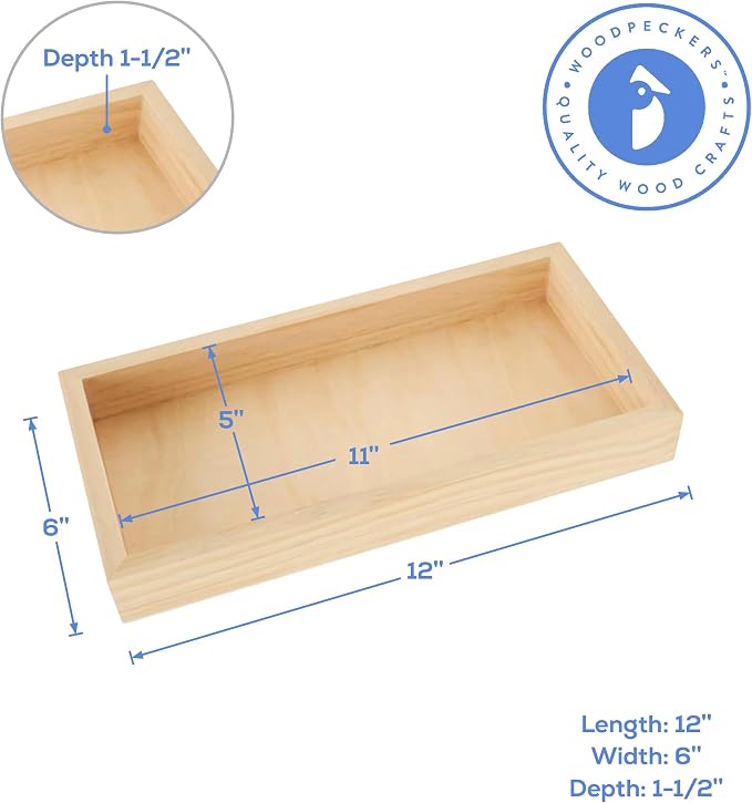Narrow Wood Canvas 6 x 12 x 1-1/2-inch Wooden Sign Blanks with Frame, Wood Cradled Panels for Wall Art Sets, by Woodpeckers