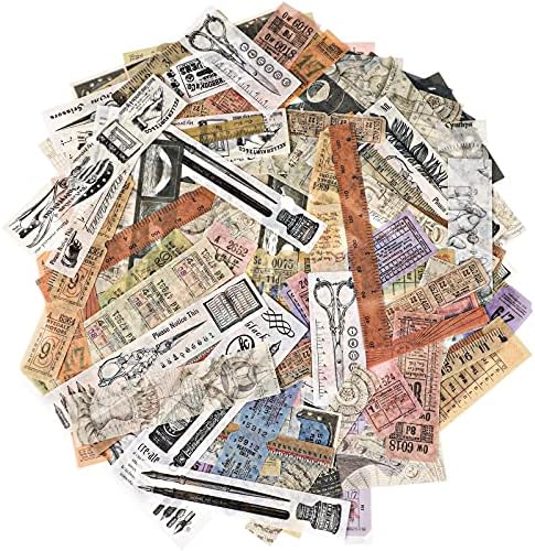 Tenare 120 Pcs Vintage Scrapbook Stickers Antique, Astronomy, Ruler, Time