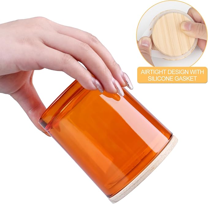 SHOWIN 10 OZ Thick Candle Jars for Making Candles 15 Pcs, Empty Jars with Wood Lids for Candle Making, Sample Container, Clear Orange
