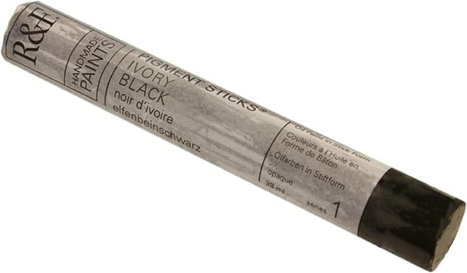R&F Handmade Paints - Professional Oil Pigment Stick, Ivory Black, 38 ml