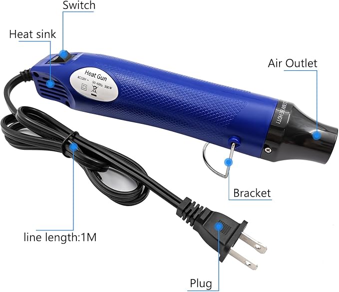 Heat Gun, Mini Hot Air Gun for DIY Crafts Portable Heat Air Gun Tool for Embossing Shrink Wrapping Drying Paint | DIY Crafts, Portable, Embossing, Shrink Wrapping, Drying Paint