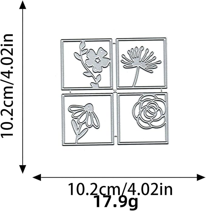 Cutting Dies 3D Background Frame Metal Stencils Scrapbooking Tools DIY Craft Carbon Steel Embossing Template for Paper Card Making Album Arts Supplies (Frame E-Flower Photo 10.2x10.2cm)