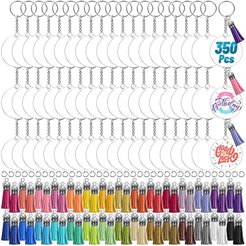 350Pcs Acrylic Keychain Blanks Clear Acrylic Round Ornament Blank for Vinyl