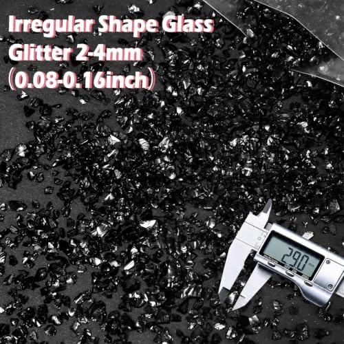 Matio 1.8oz/ 50g Crushed Glass, Black Irregular Metallic Chips