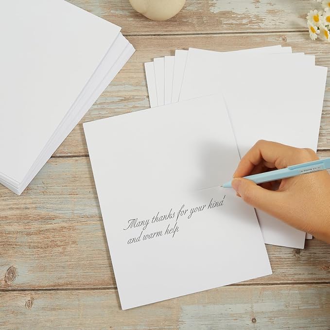 50 Pack Blank Folded Cardstock Cards, White, 4x6