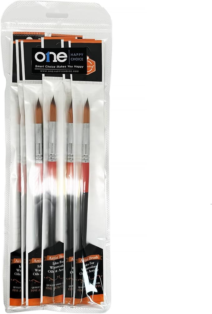 Size #10 Pointed Round Paint Brush Set of 12, Premium Taklon Synthetic Hair | No Shedding Bristles for Acrylic Watercolor Oil Gouache Tempera Enamel Ink Painting for Students, Professionals & Artists