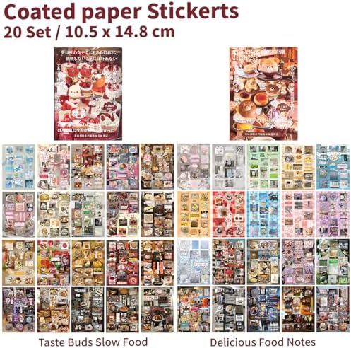 Japanese Food Style Sticker Scrapbooking Supplies for Junk Journal, 40 Sheets Stickers TZ013003
